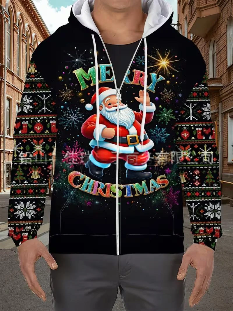 Mens Hooded Sweatshirt Jacket Casual Cardigan-style Outerwear — image 2