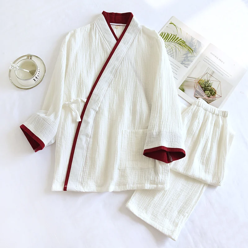 Mens Kimono Hanfu Pure Cotton Gauze Pajama Set — image 2
