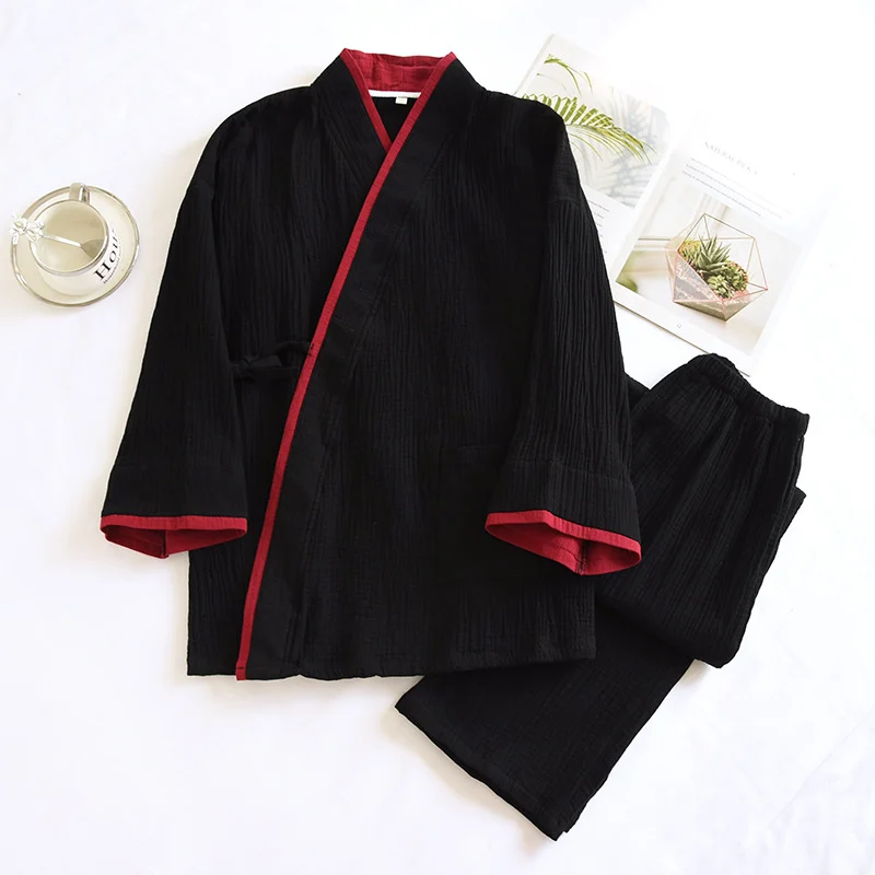 Mens Kimono Hanfu Pure Cotton Gauze Pajama Set — image 4