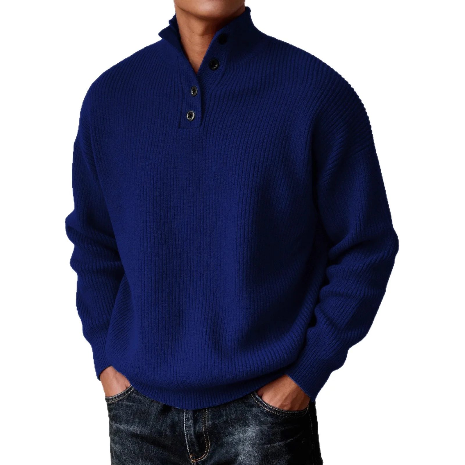 Mens Knitted Casual All-match Stand-neck Sweater — image 1