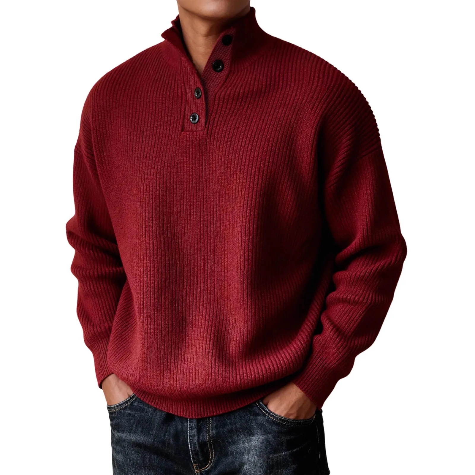 Mens Knitted Casual All-match Stand-neck Sweater — image 5