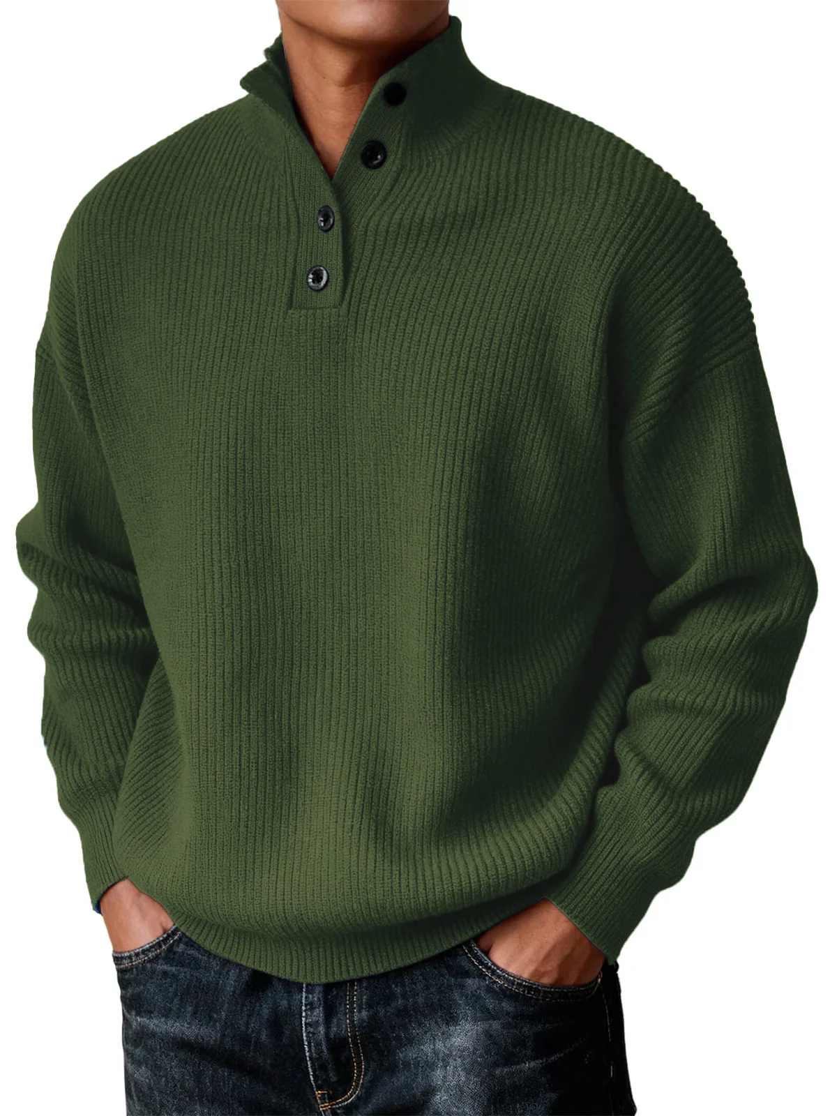 Mens Knitted Casual All-match Stand-neck Sweater — image 2