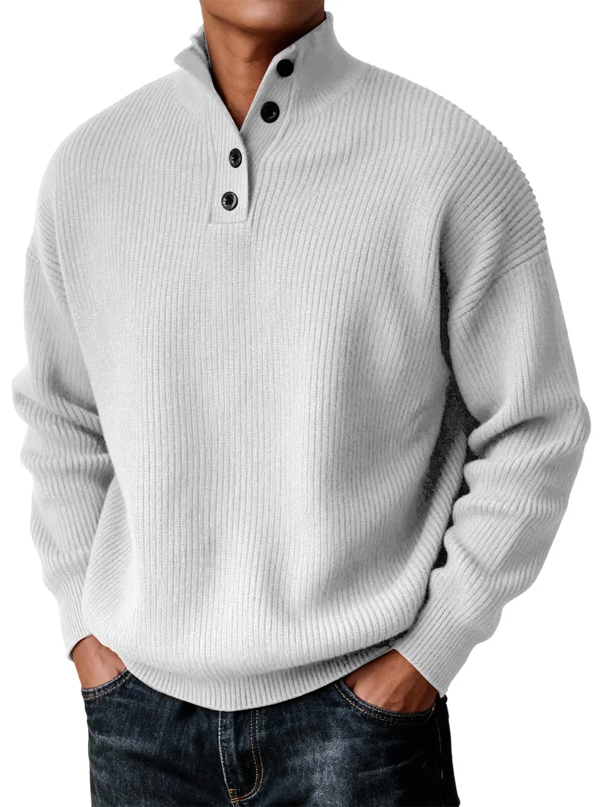 Mens Knitted Casual All-match Stand-neck Sweater — image 6