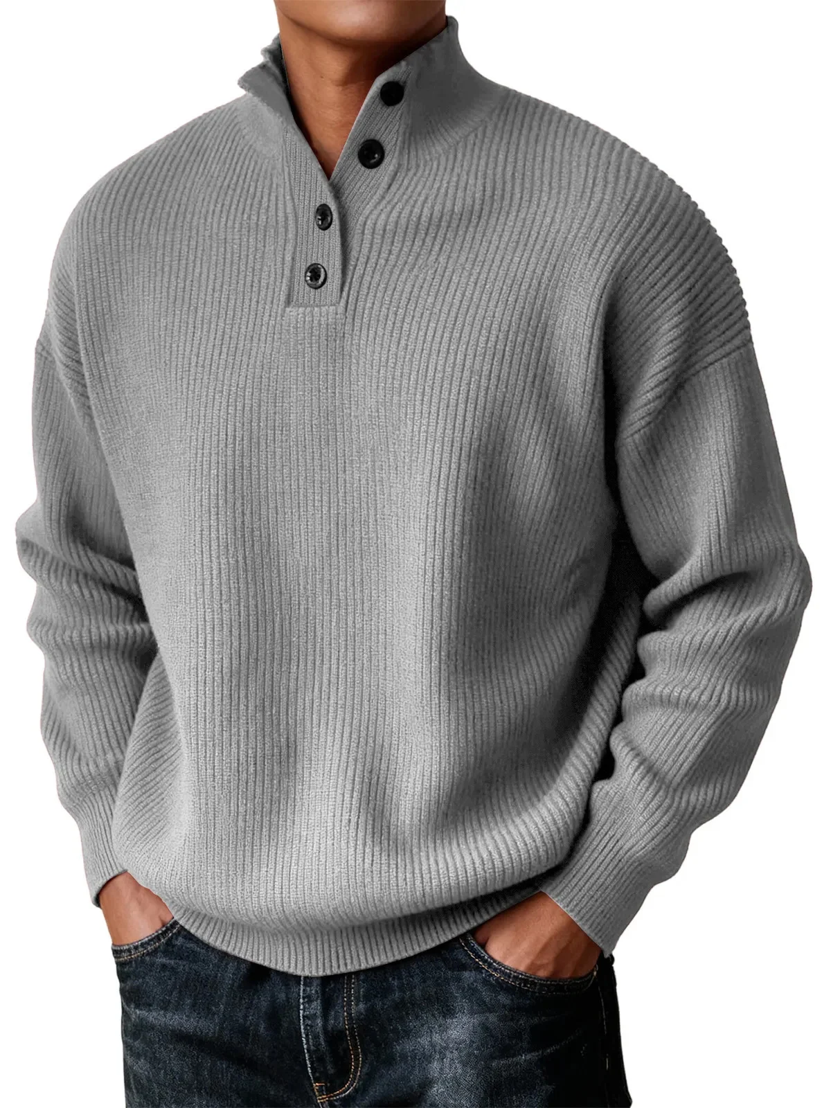 Mens Knitted Casual All-match Stand-neck Sweater — image 7