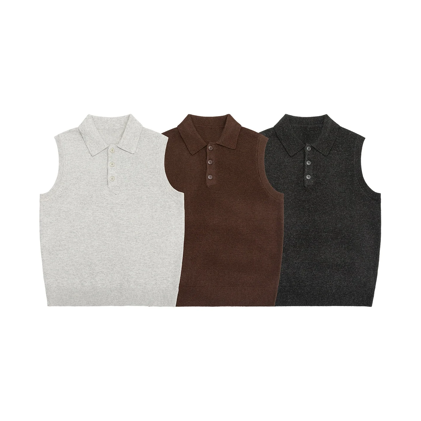 Mens Lapel-neck Sleeveless Knitted Sweater Vest Top — image 6