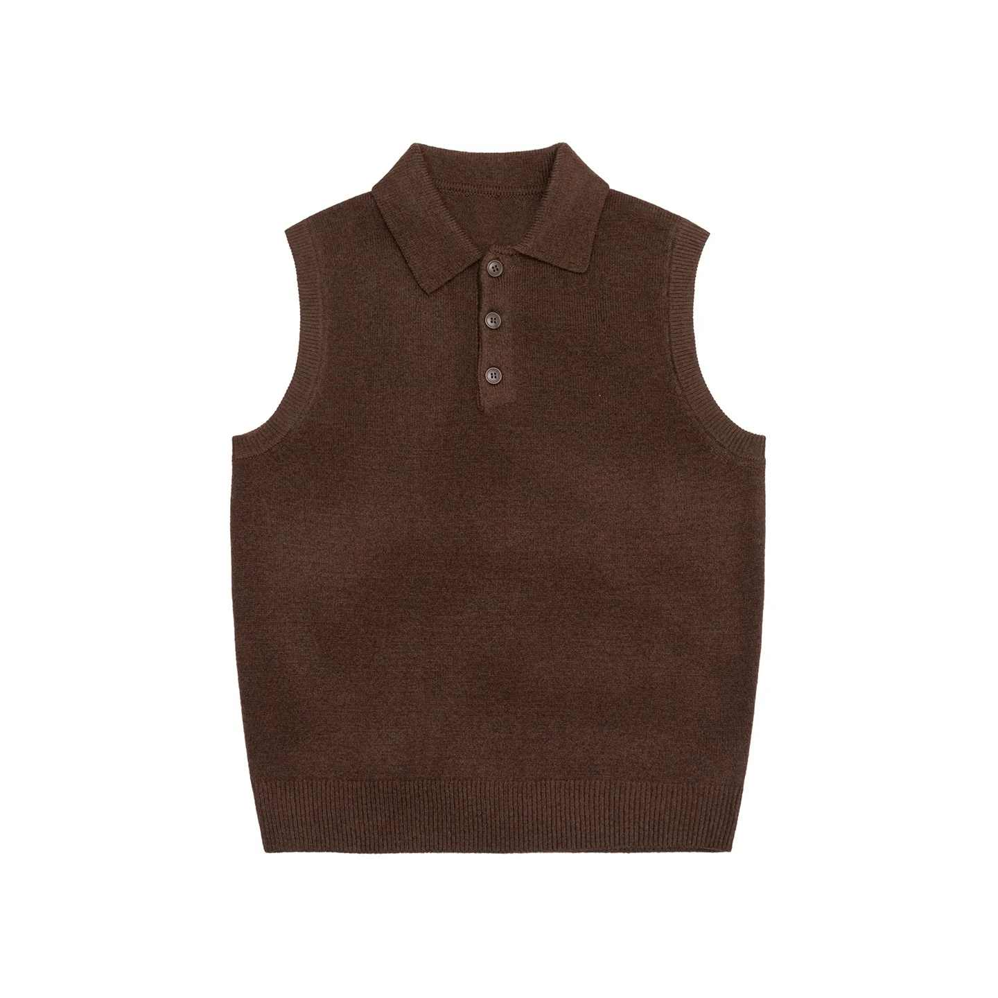 Mens Lapel-neck Sleeveless Knitted Sweater Vest Top — image 3