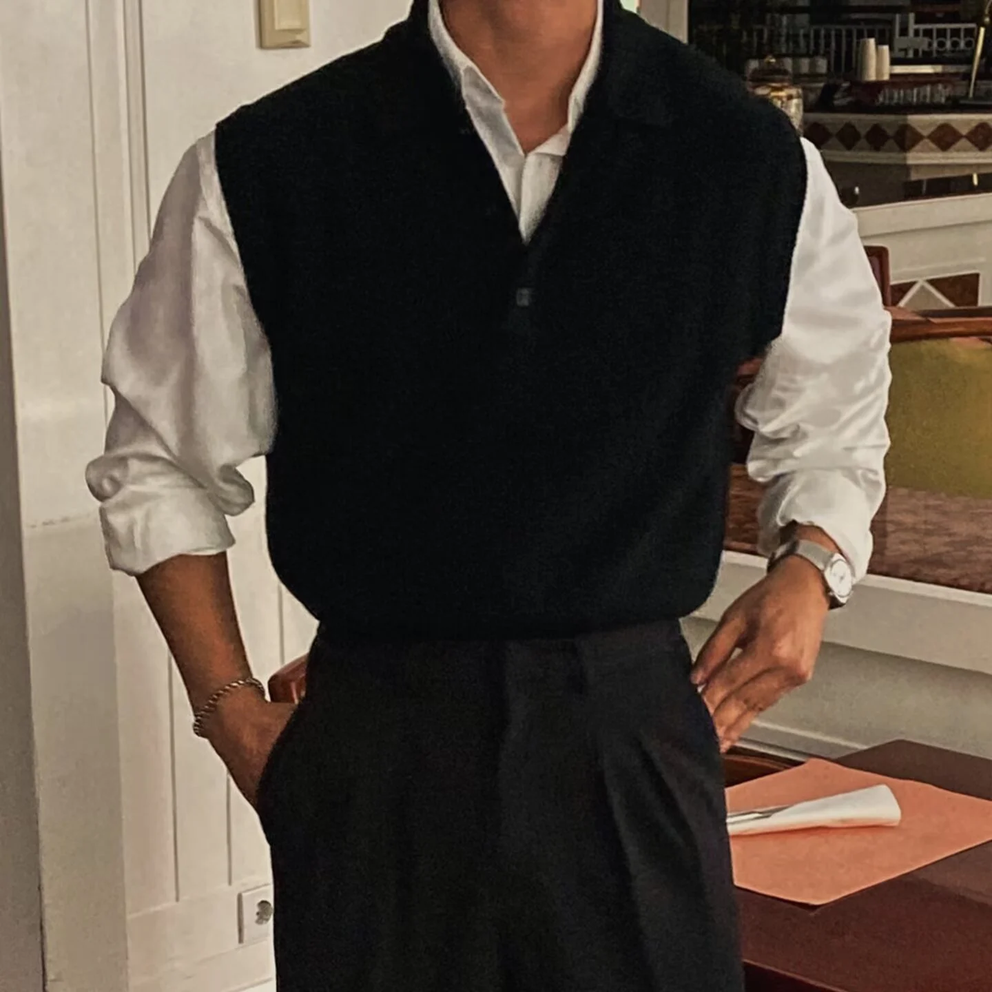 Mens Lapel Vest Business Knitwear Wool — image 5