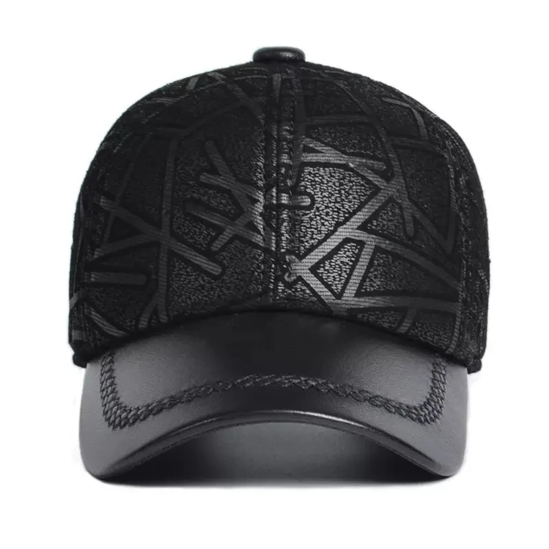 Mens Leather Hat, New Autumnwinter Arrival Sheepskin Baseball Cap For Middle-aged And… — image 2