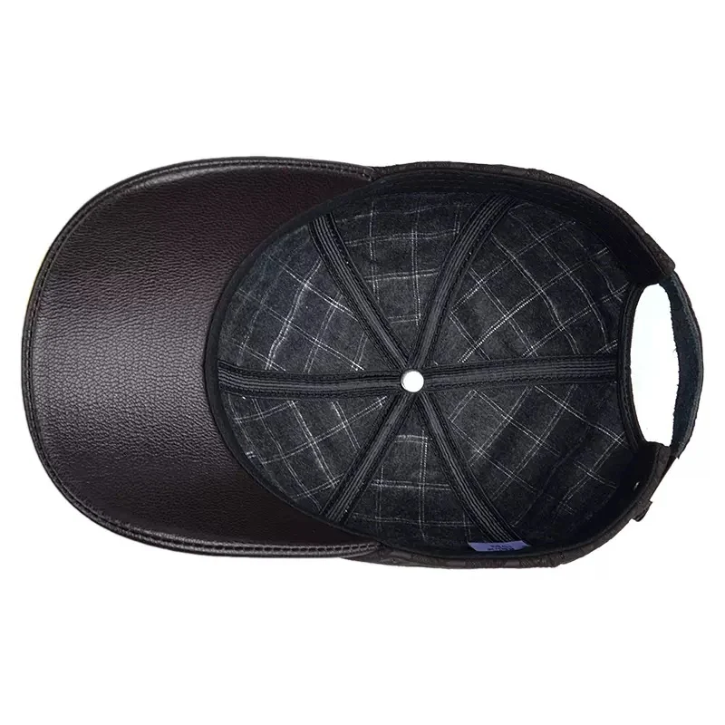 Mens Leather Hat, New Autumnwinter Arrival Sheepskin Baseball Cap For Middle-aged And… — image 5