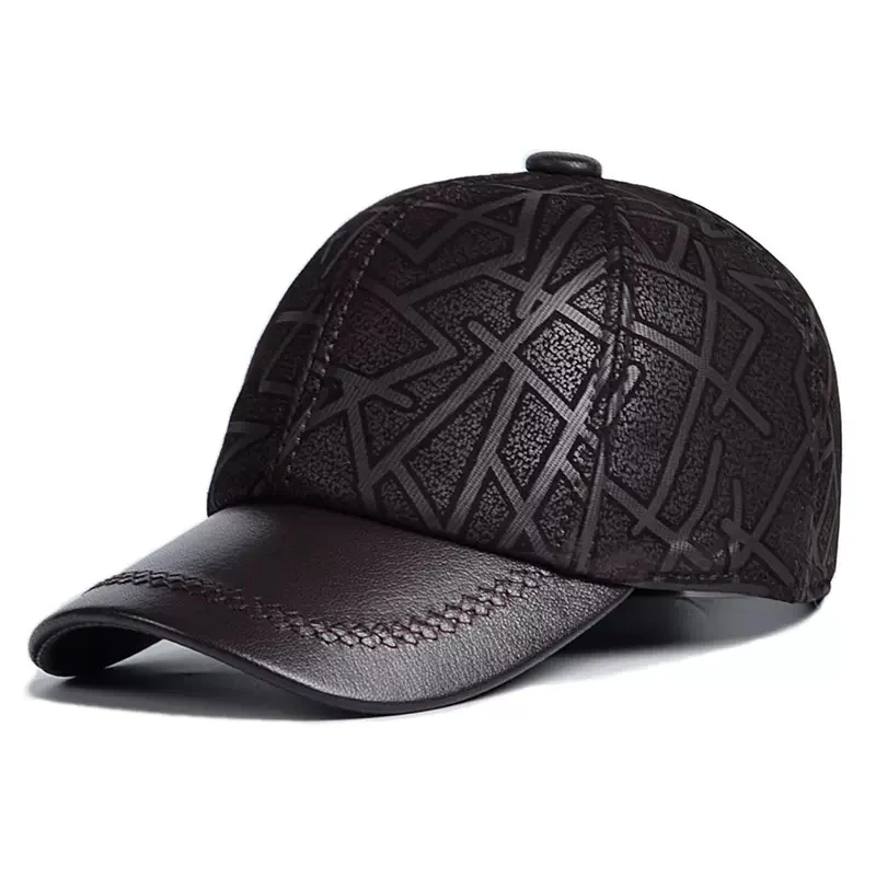 Mens Leather Hat, New Autumnwinter Arrival Sheepskin Baseball Cap For Middle-aged And… — image 4