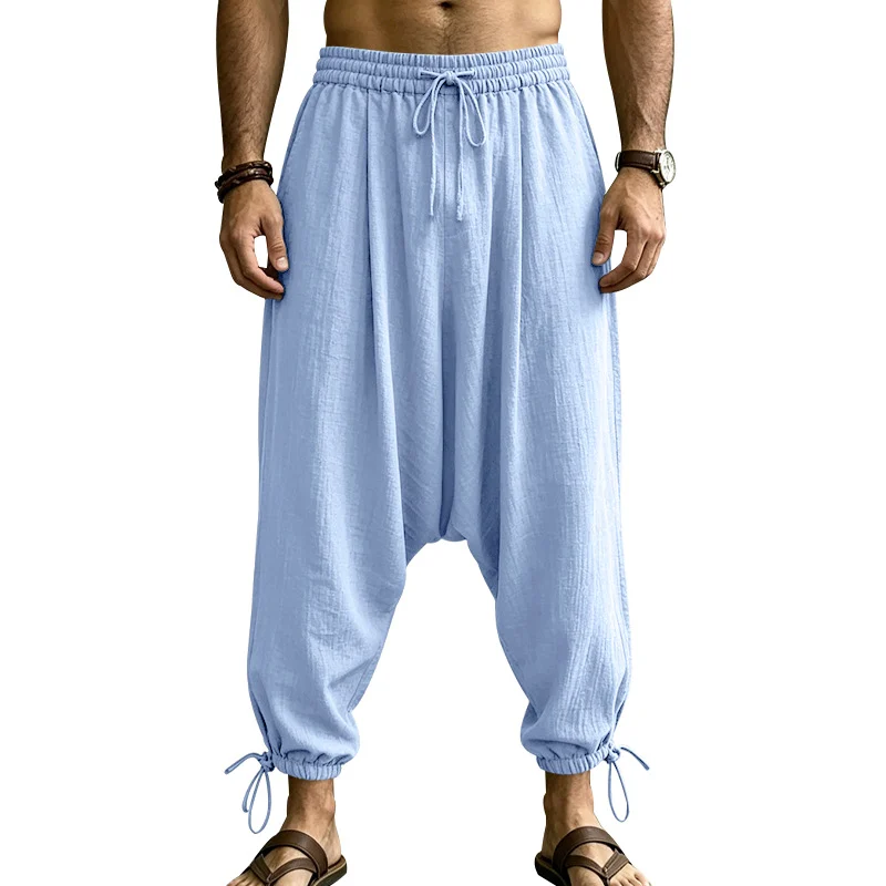 Mens Linen Drop-crotch Harem Jogger Pants — image 10