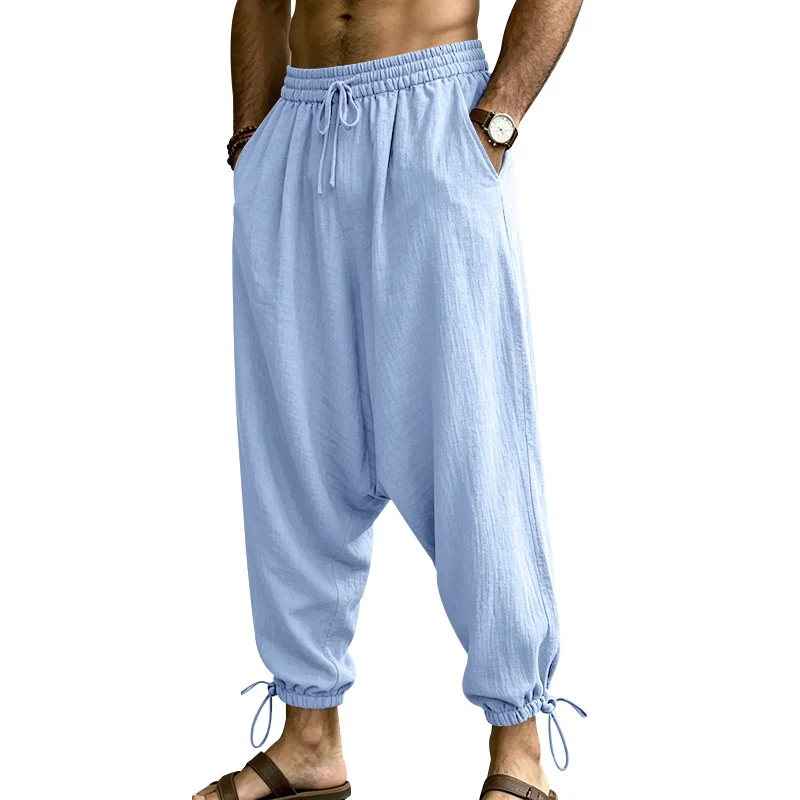 Mens Linen Drop-crotch Harem Jogger Pants — image 8