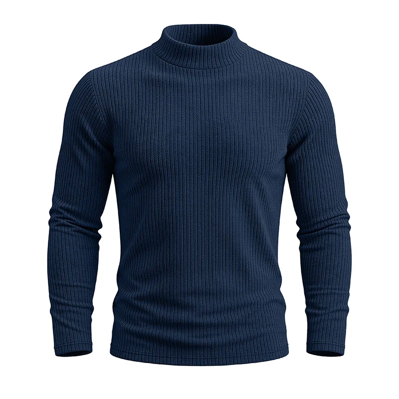 Mens Long-sleeve Mandarin-collar Thermal Knit Sweater — image 5