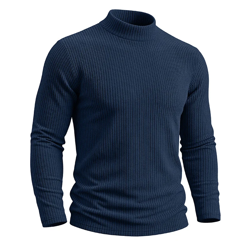Mens Long-sleeve Mandarin-collar Thermal Knit Sweater — image 6
