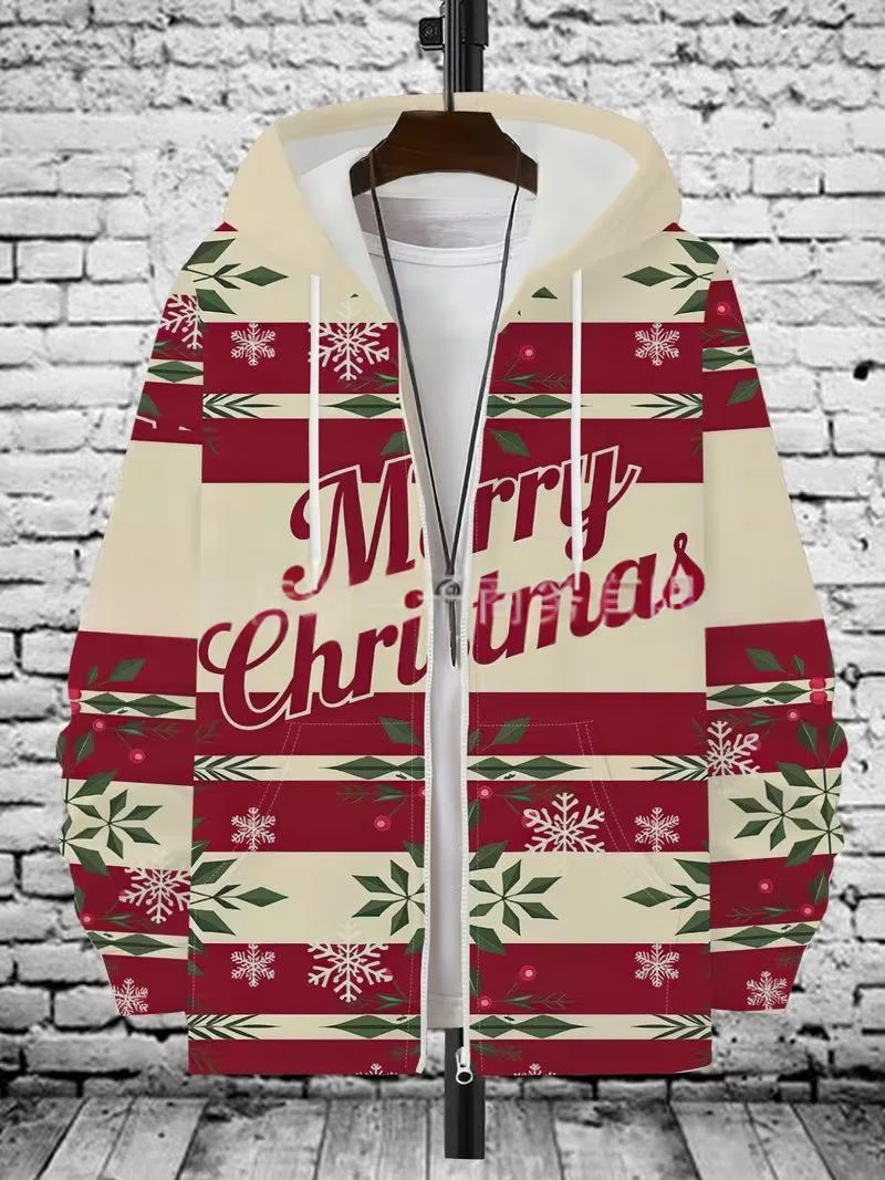 Mens Loose-fit Casual 3d-printed Hoodie With A Christmas Theme — image 2