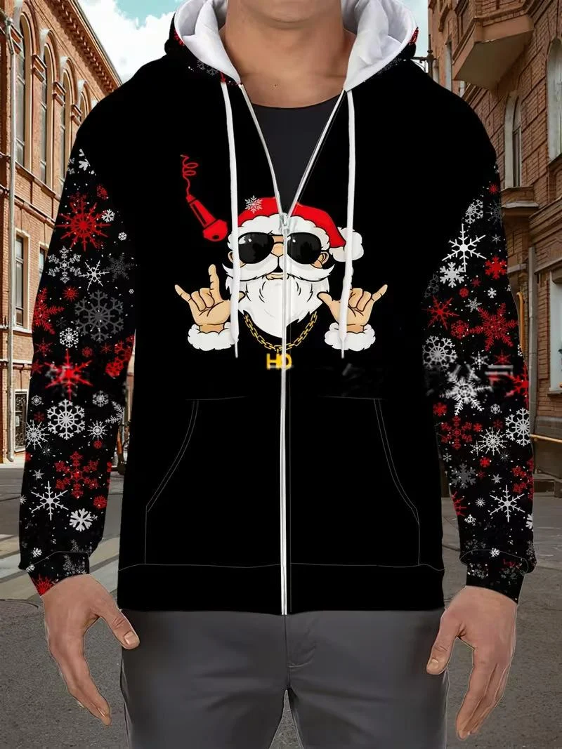 Mens Loose-fit Casual 3d-printed Hoodie With A Christmas Theme — image 6