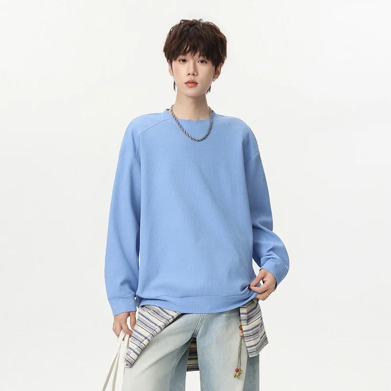 Mens Loose-fit Casual Long-sleeve T-shirt Top — image 8