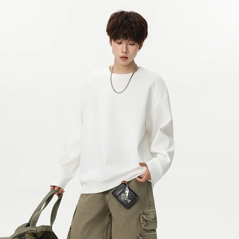 Mens Loose-fit Casual Long-sleeve T-shirt Top — image 4