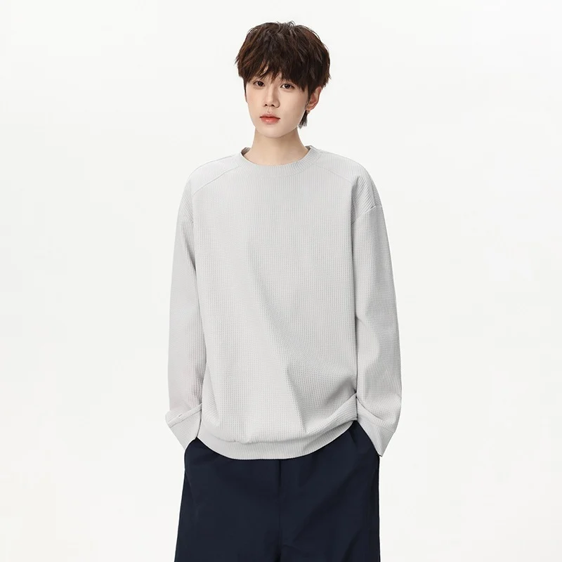 Mens Loose-fit Casual Long-sleeve T-shirt Top — image 3