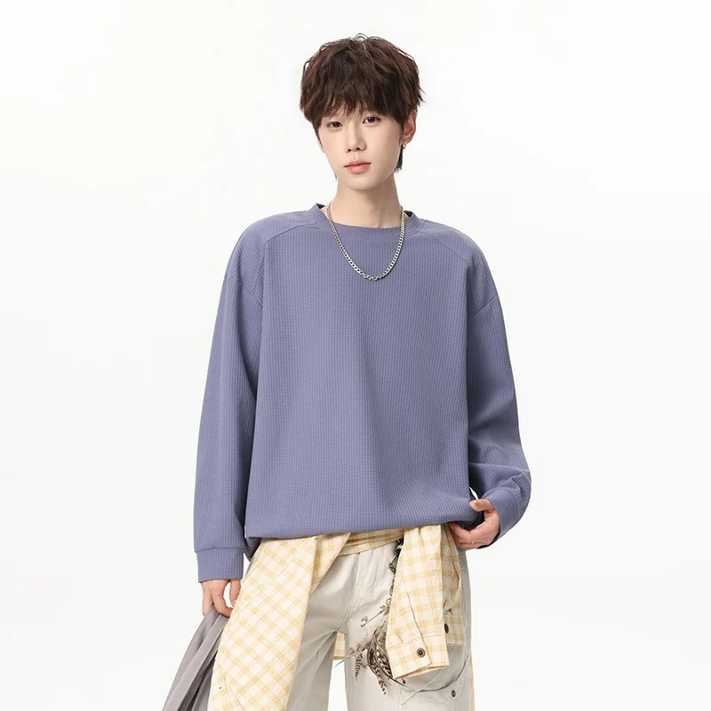 Mens Loose-fit Casual Long-sleeve T-shirt Top — image 9
