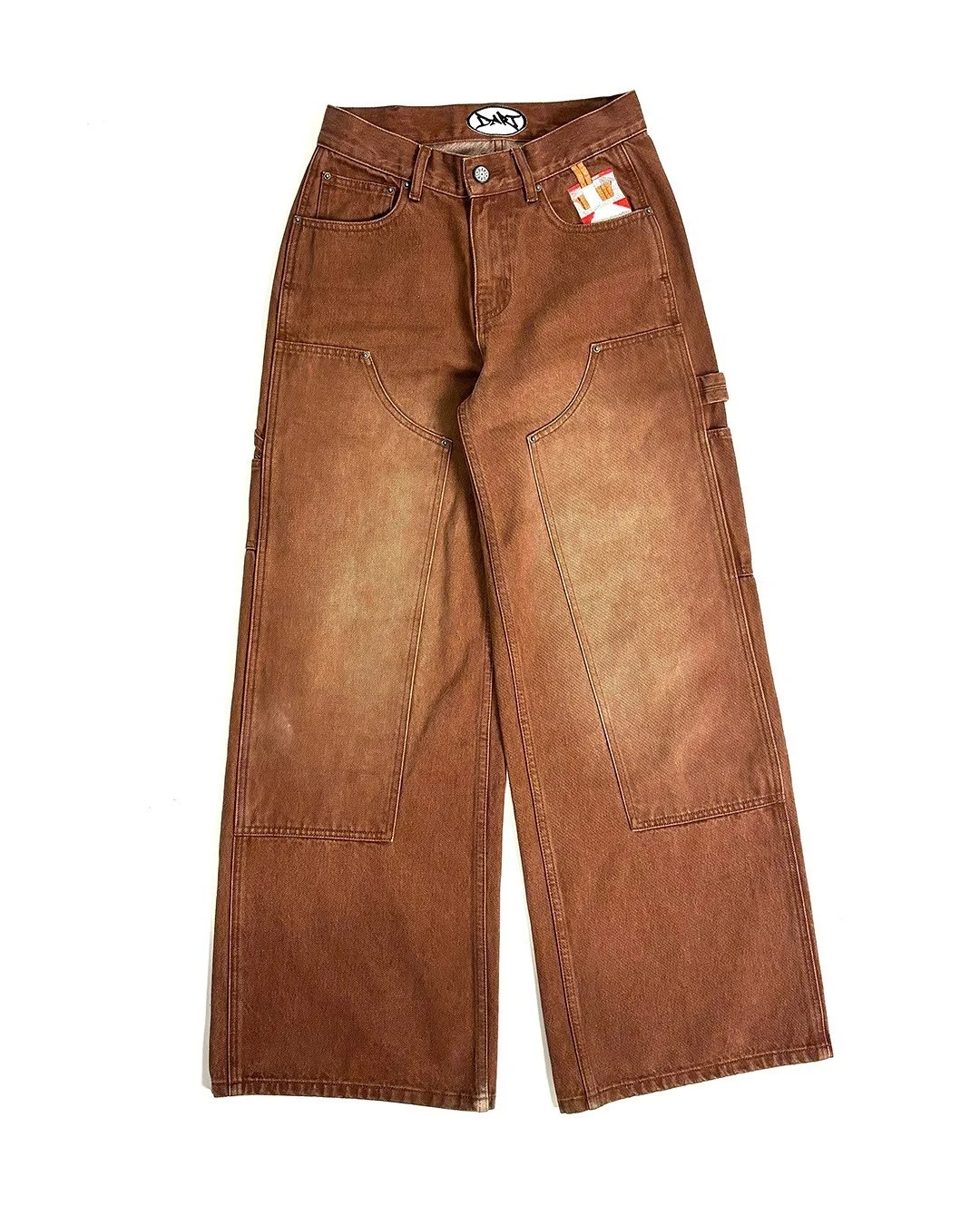 Mens Loose-fit Straight-leg Retro Punk Embroidered Jeans — image 6