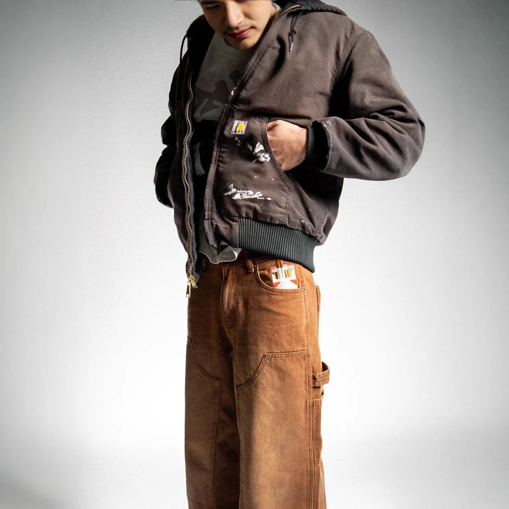 Mens Loose-fit Straight-leg Retro Punk Embroidered Jeans — image 7