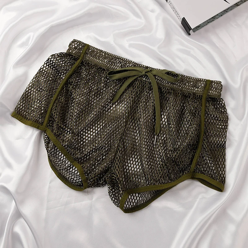 Mens Mesh Boxer-style Breathable Hollow-out Home Shorts — image 7