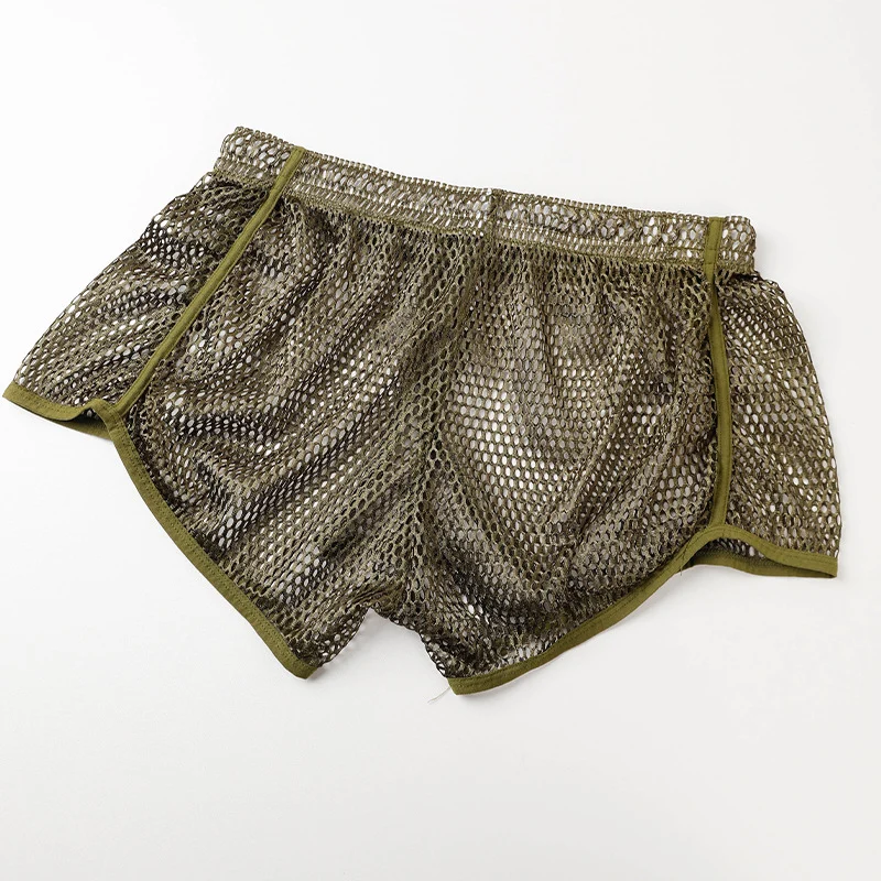 Mens Mesh Boxer-style Breathable Hollow-out Home Shorts — image 2