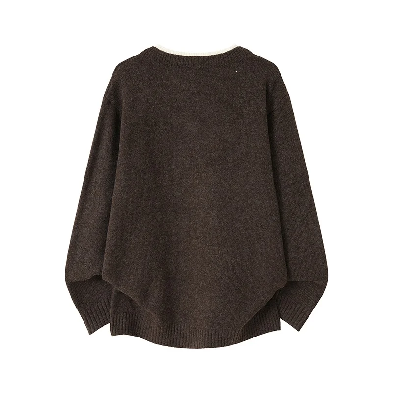 Mens Mock Two-piece V-neck Round-neck Sweater — image 2