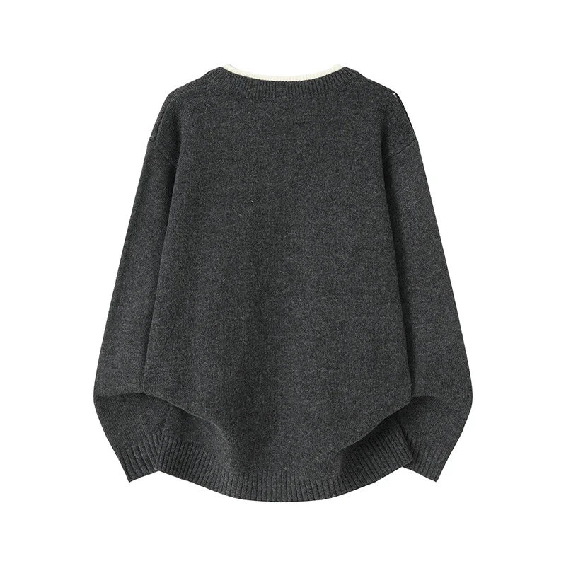 Mens Mock Two-piece V-neck Round-neck Sweater — image 3