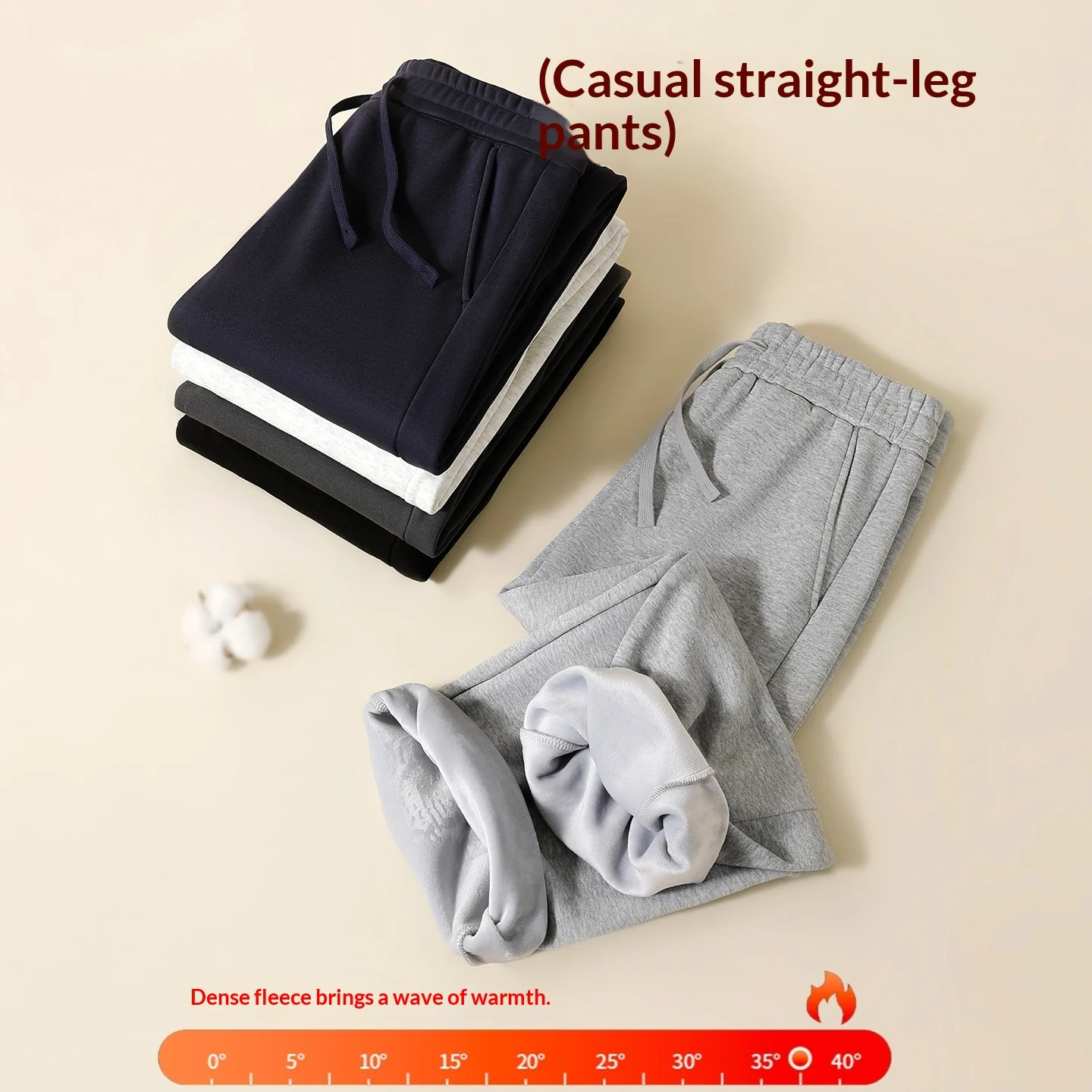 Mens New Winter Fleece-lined Warm Casual Pants — image 5