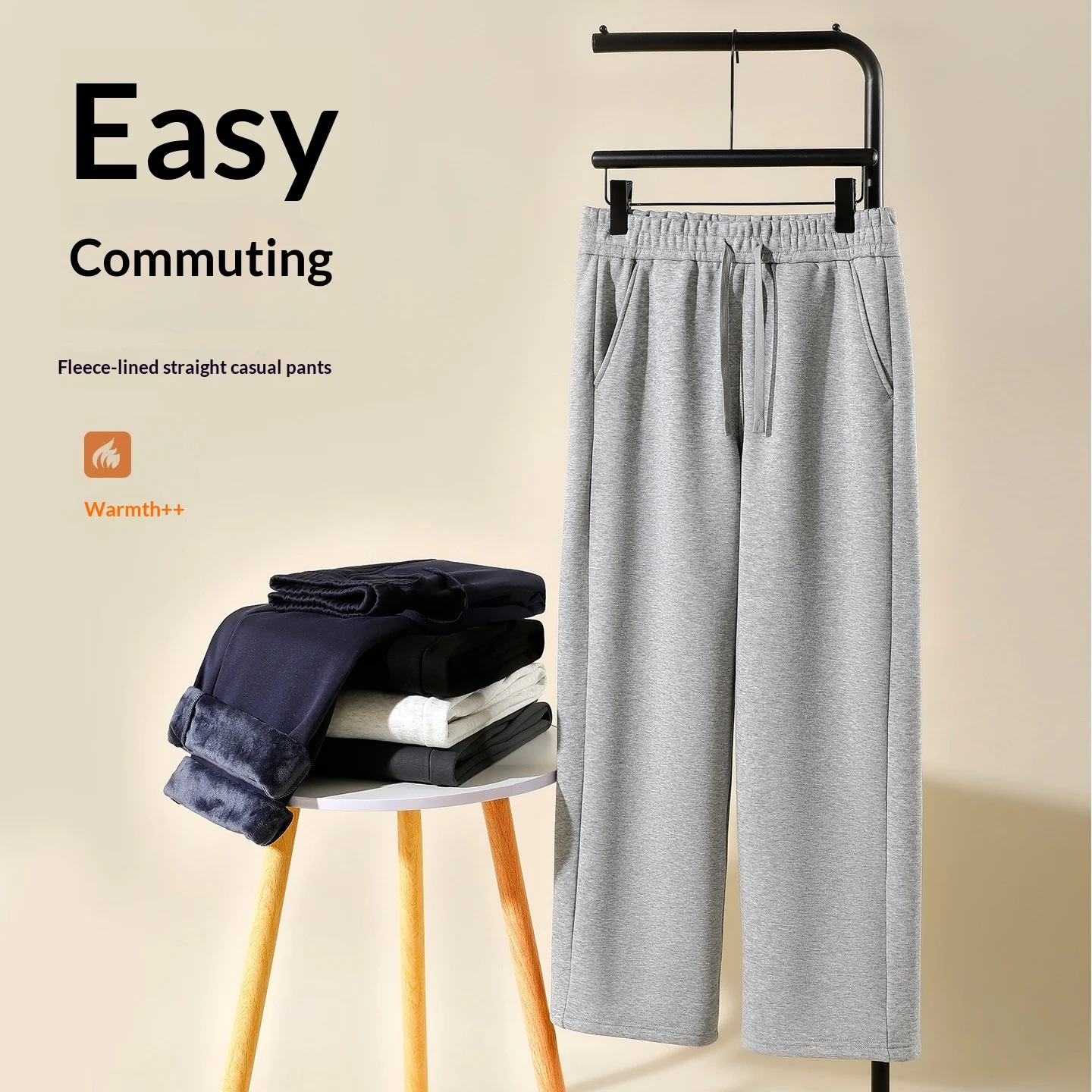 Mens New Winter Fleece-lined Warm Casual Pants — image 1