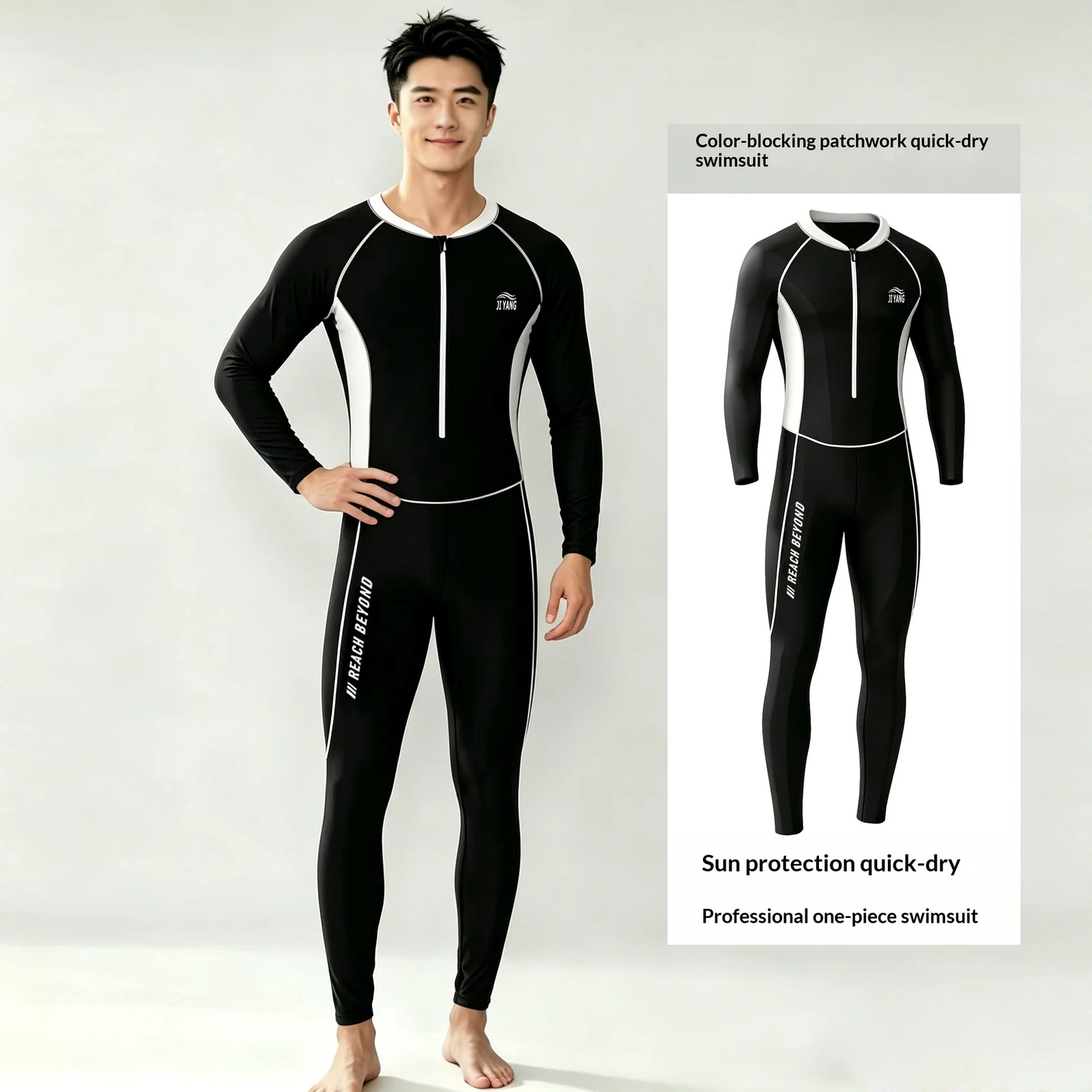 Mens One-piece Sun-protective Swimsuit New Quick-drying Diving Suit — image 2