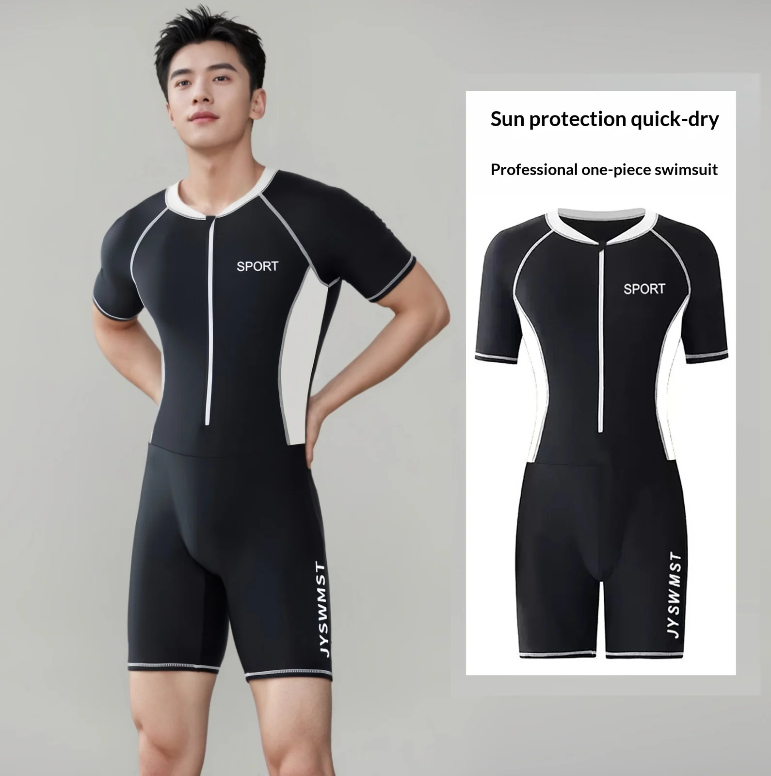 Mens One-piece Sun-protective Swimsuit New Quick-drying Diving Suit — image 4