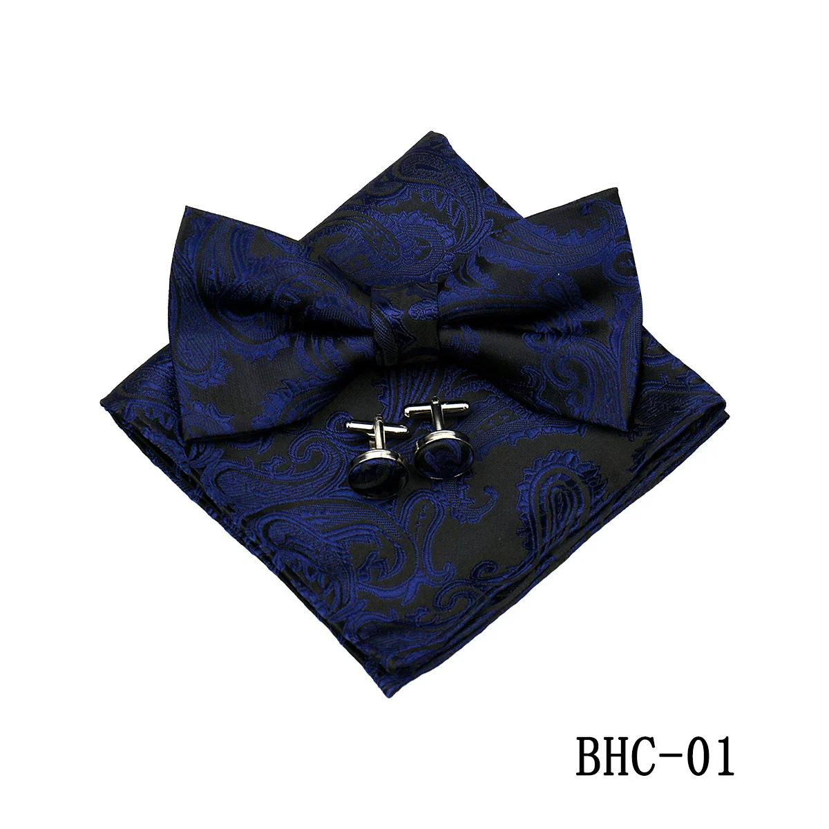 Mens Paisley Bow Tie Pocket Square And Cufflinks — image 9