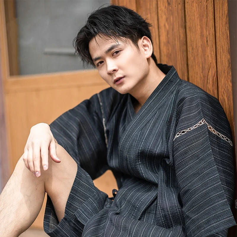 Mens Portable Striped Printed Loungewear Pajama Set — image 3