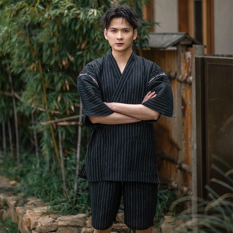 Mens Portable Striped Printed Loungewear Pajama Set — image 6