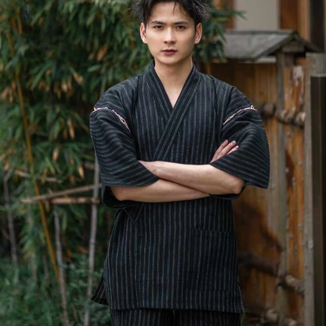 Mens Portable Striped Printed Loungewear Pajama Set — image 5
