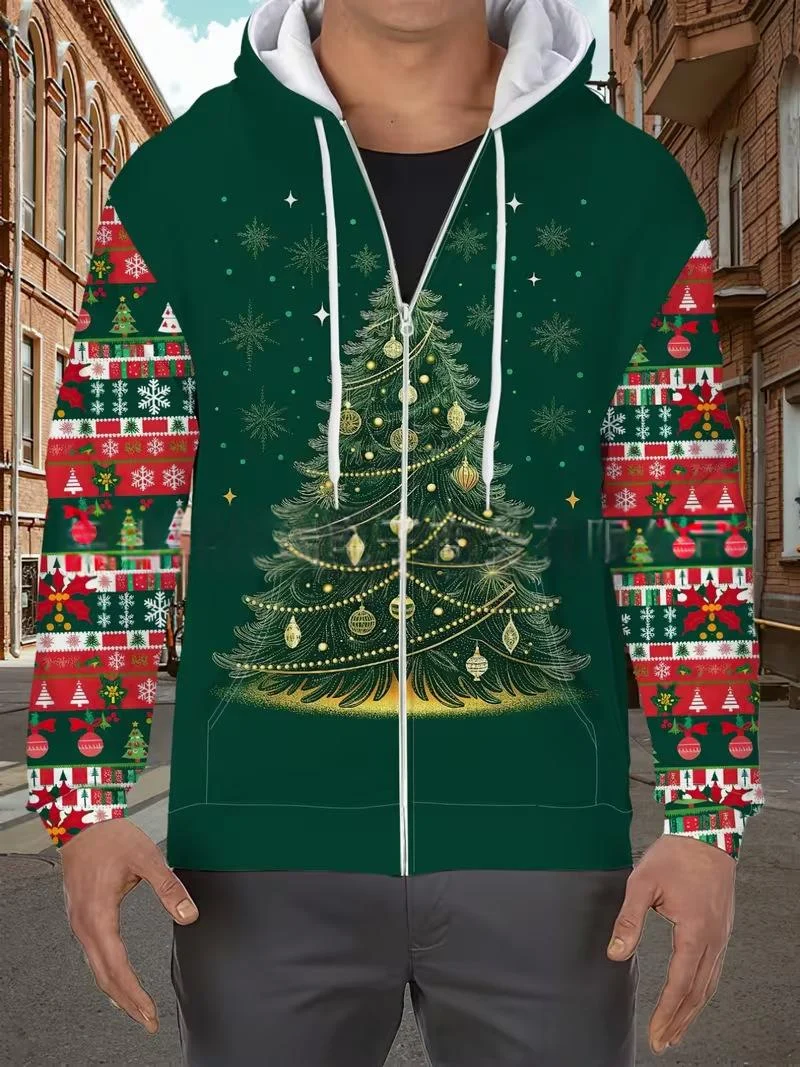 Mens Printed Hoodie With Zipper Outerwear — image 2