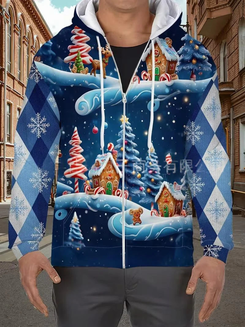 Mens Printed Hoodie With Zipper Outerwear — image 5