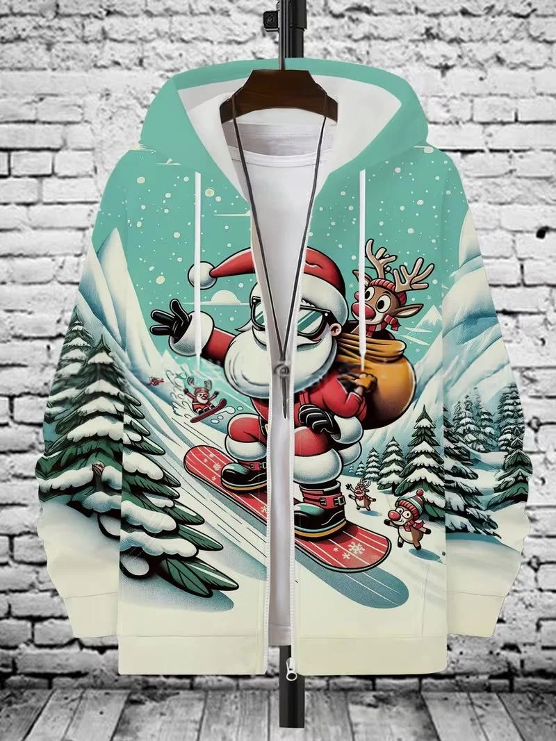 Mens Printed Hoodie With Zipper Outerwear — image 7