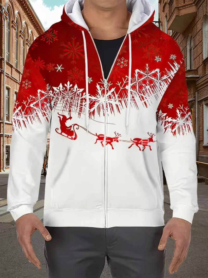 Mens Printed Hoodie With Zipper Outerwear — image 4