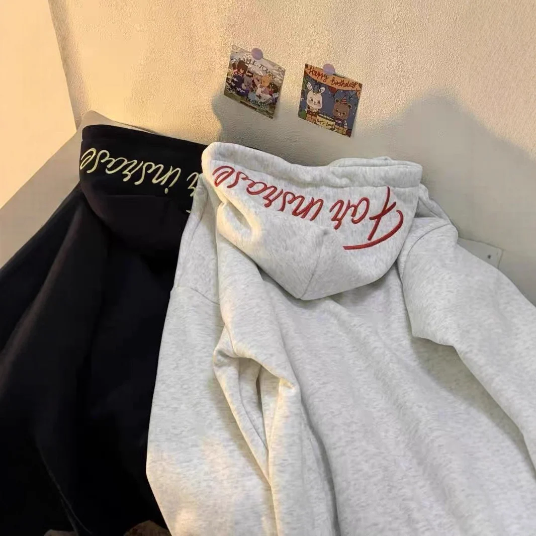 Mens Pure Cotton Hoodie With American-style Embroidered Letters — image 5