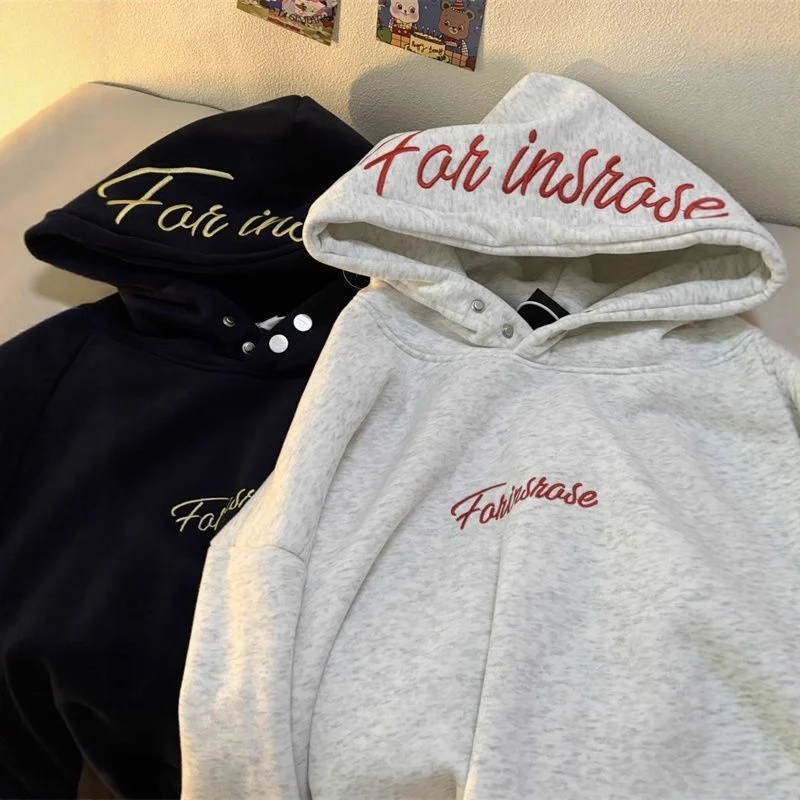 Mens Pure Cotton Hoodie With American-style Embroidered Letters — image 4