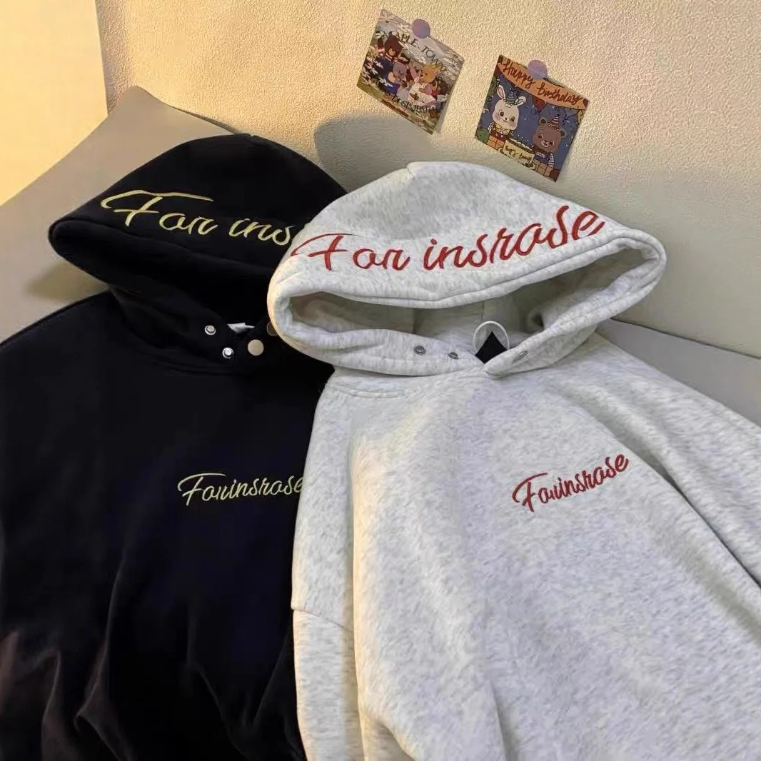Mens Pure Cotton Hoodie With American-style Embroidered Letters — image 6
