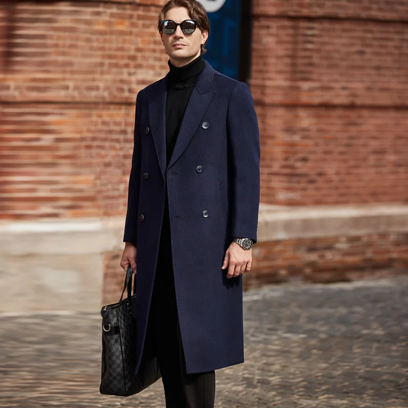 Mens Pure Wool Double-breasted Overcoat — image 2