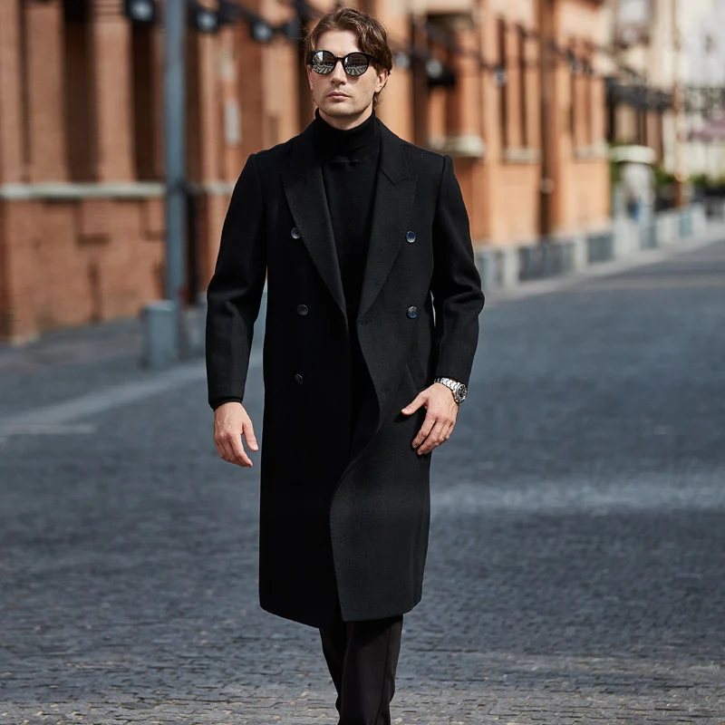 Mens Pure Wool Double-breasted Overcoat — image 3