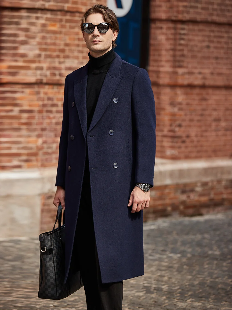 Mens Pure Wool Double-breasted Overcoat — image 4