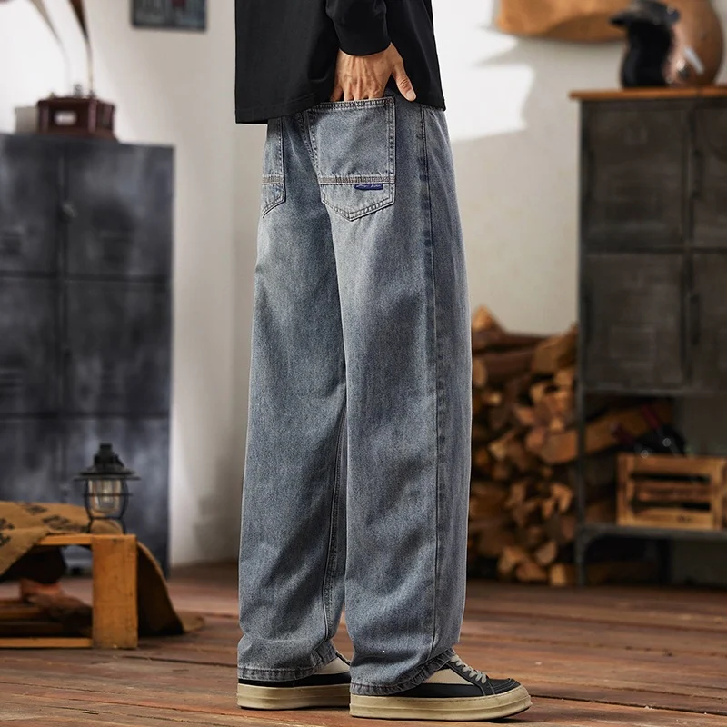 Mens Relaxed-fit Wide-leg Casual Straight-leg Pants — image 3