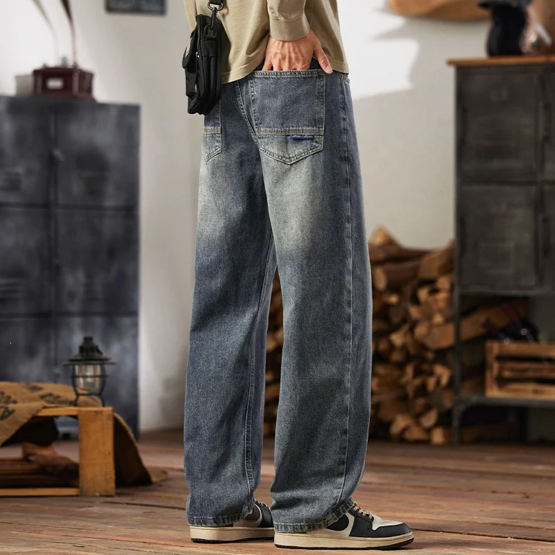 Mens Relaxed-fit Wide-leg Casual Straight-leg Pants — image 2